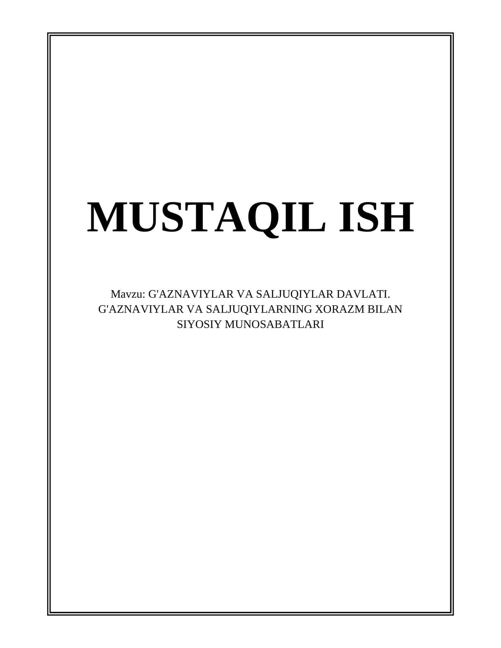 G'AZNAVIYLAR VA SALJUQIYLAR DAVLATI