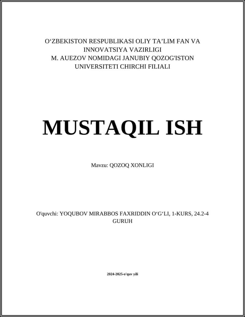 QOZOQ XONLIGI