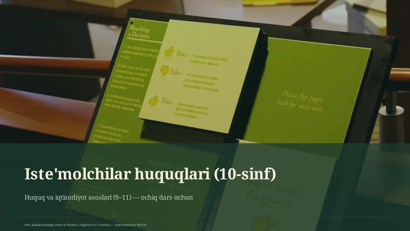 Huquq va iqtisodiyot asoslari (9–11) — ochiq dars uchun