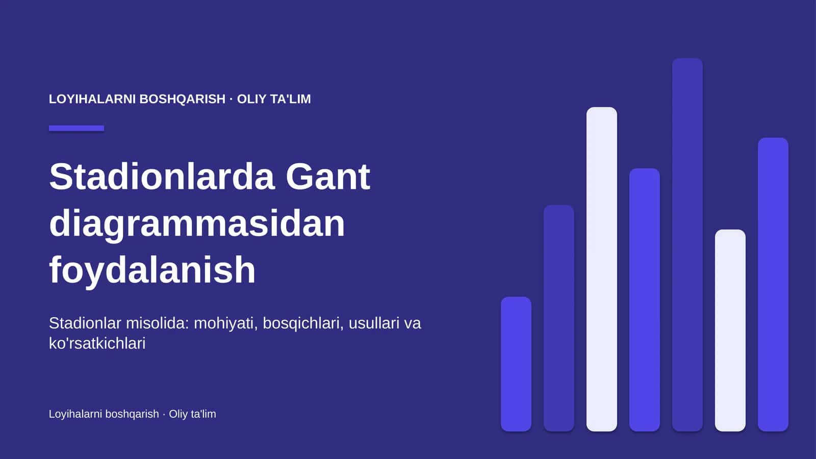 Stadionlarda Gant diagrammasidan foydalanish
