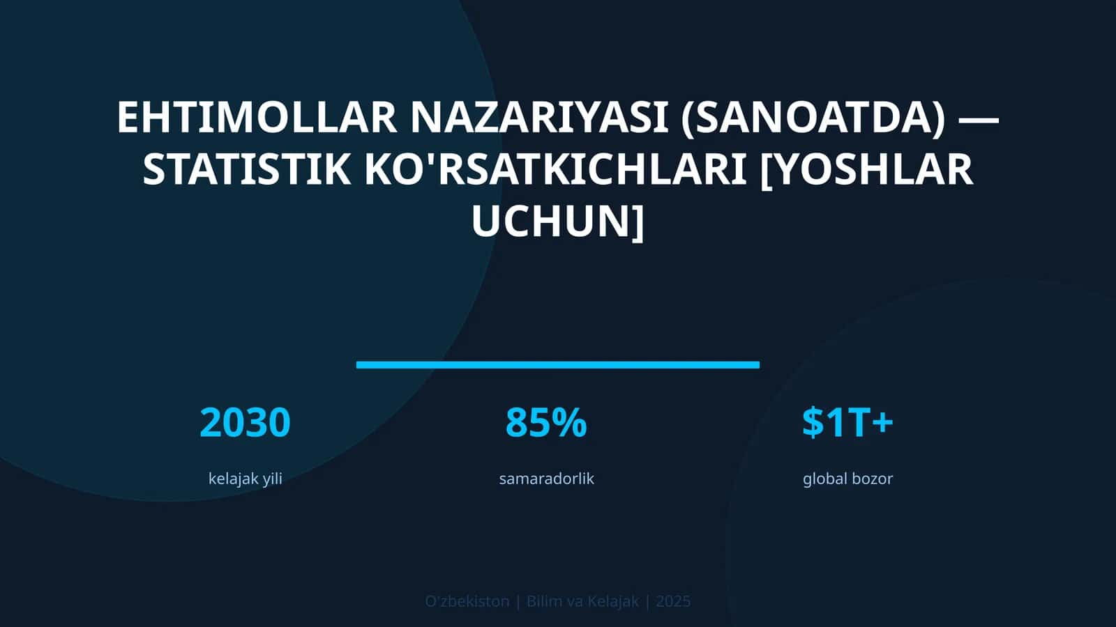 Ehtimollar nazariyasi (sanoatda) — statistik ko'rsatkichlari [yoshlar uchun]