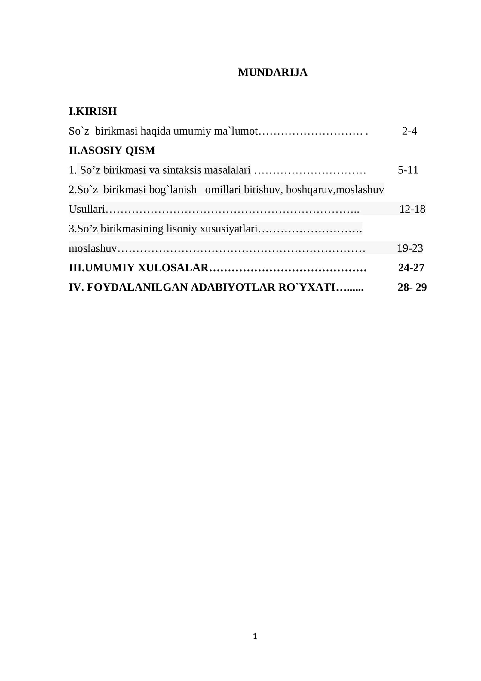 So'z birikmasi va sintaksis masalalari