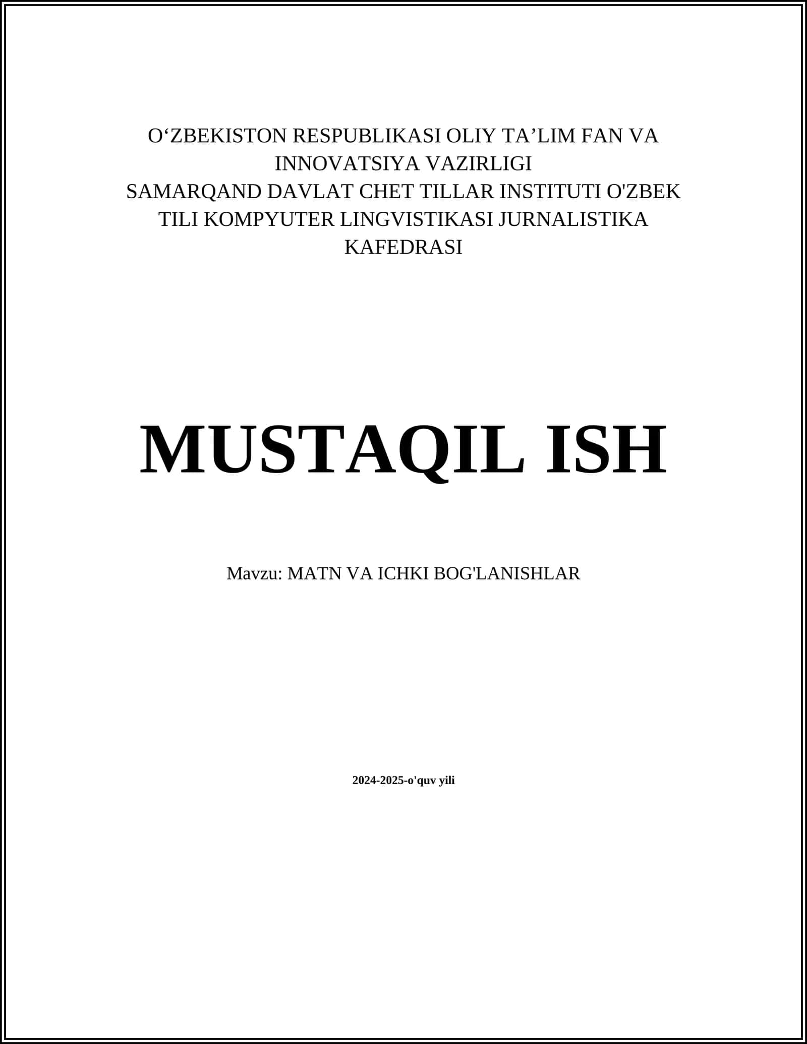 MATN VA ICHKI BOG'LANISHLAR