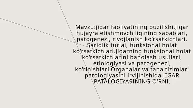 Jigar faoliyatining buzilishi