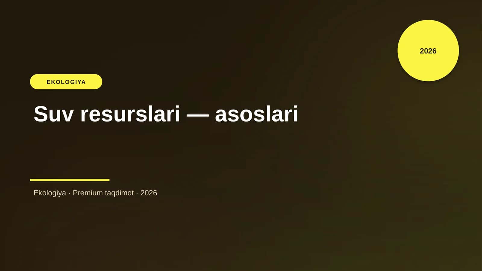 Suv resurslari - asoslari