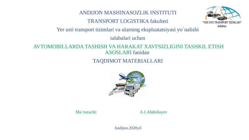 Transportturini tanlash va uslublari