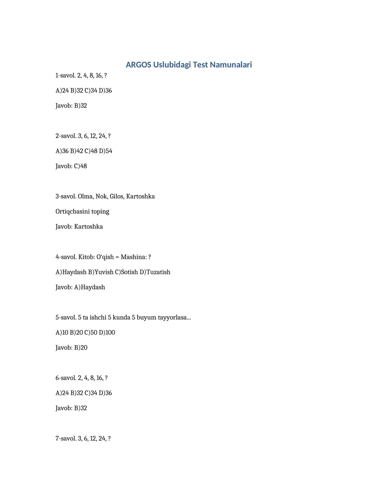 Argus test namunalari