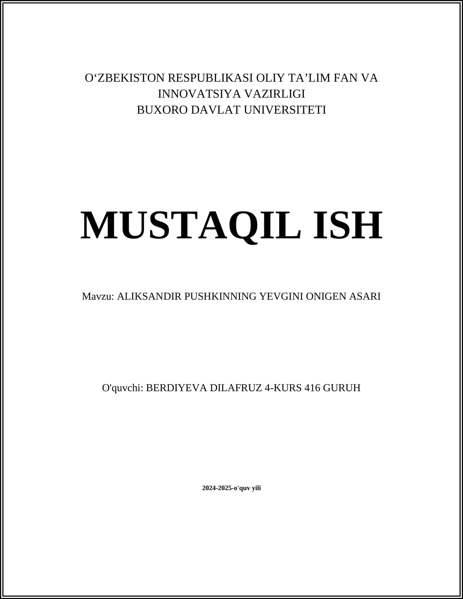 Yevgeniy Onegin asari
