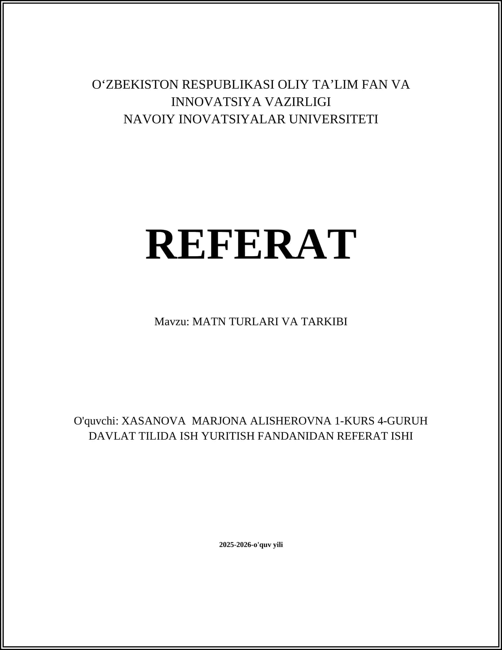 MATN TURLARI VA TARKIBI