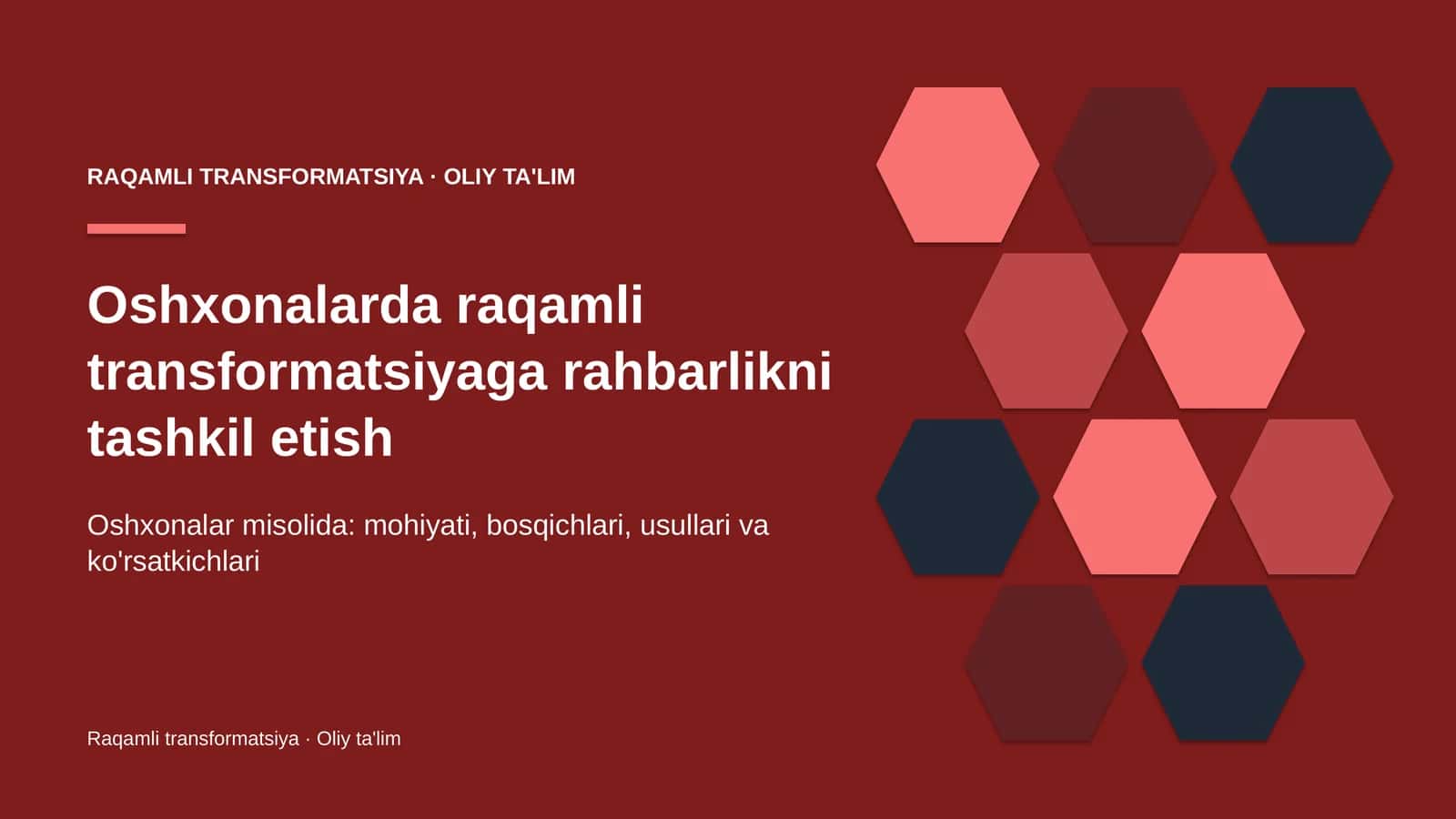 Oshxonalarda raqamli transformatsiyaga rahbarlikni tashkil etish