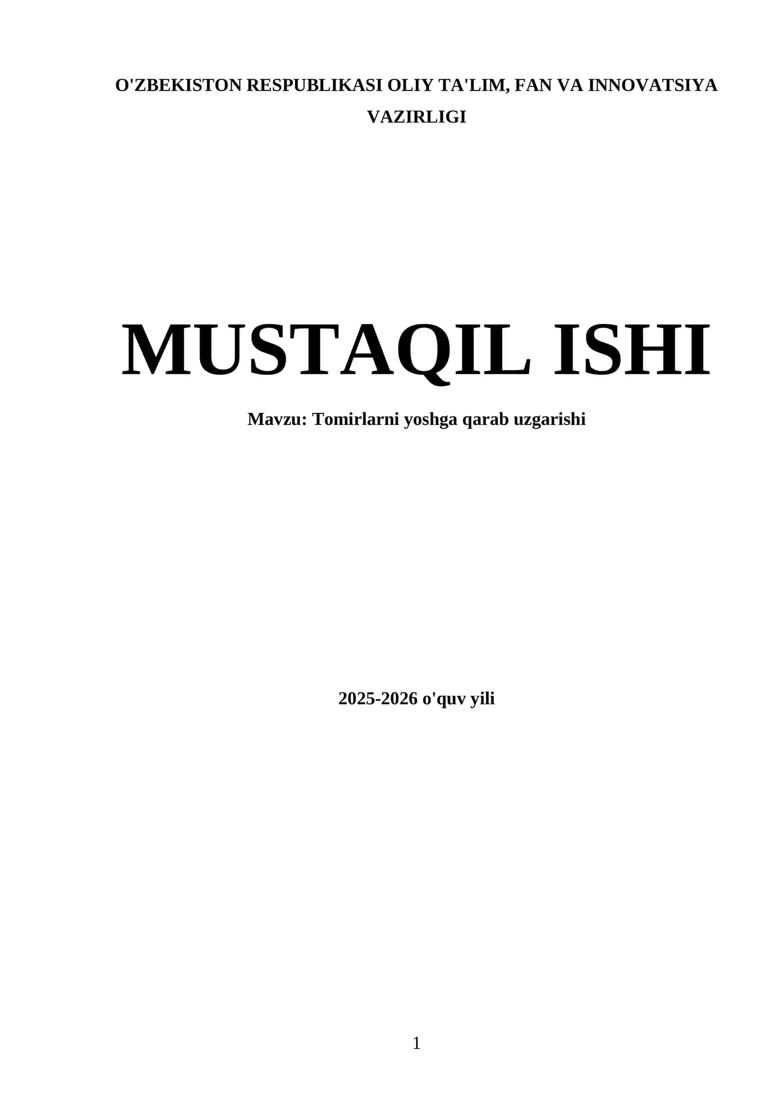 Tomirlarni yoshga qarab uzgarishi