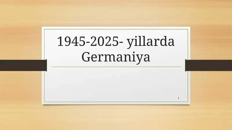 1945-2025- yillarda Germaniya