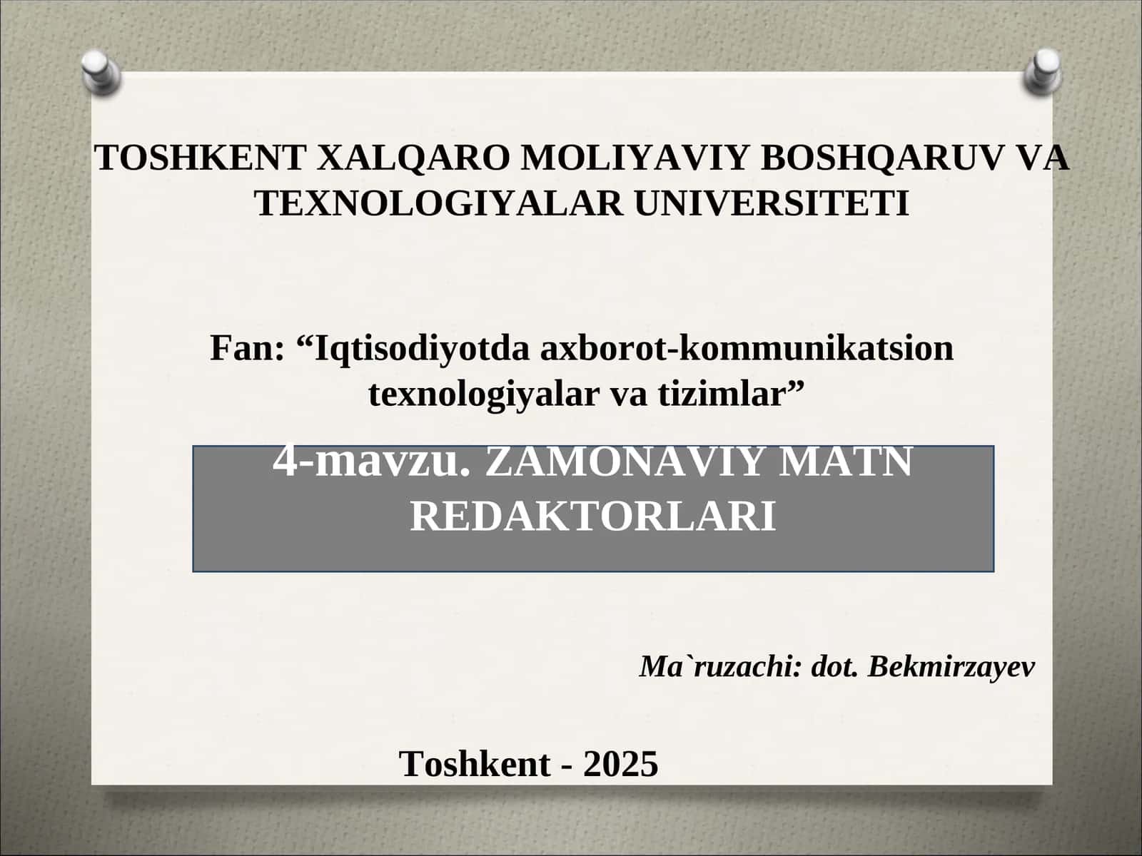 ZAMONAVIY MATN REDAKTORLARI