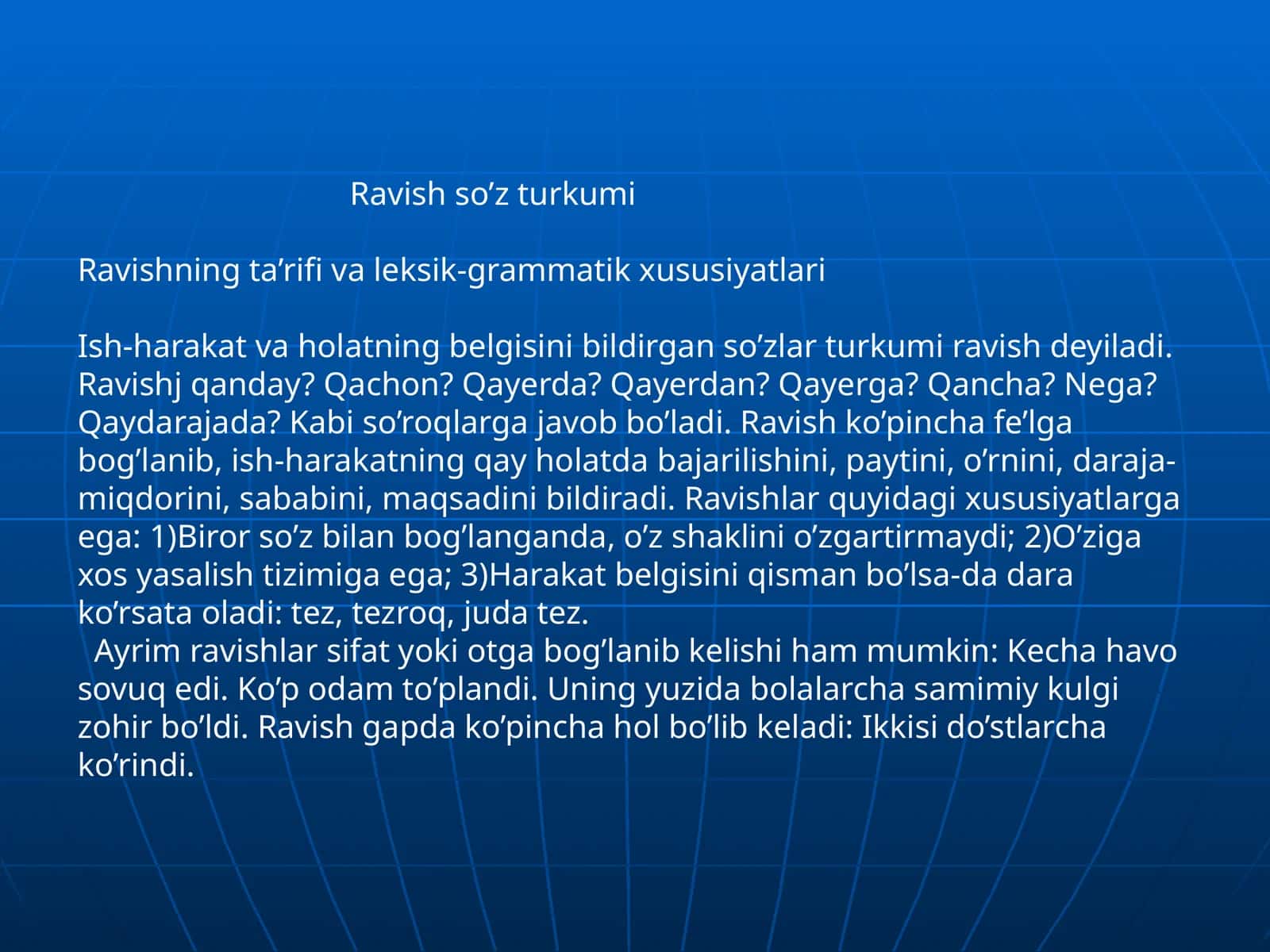 Ravishso’z turkumi