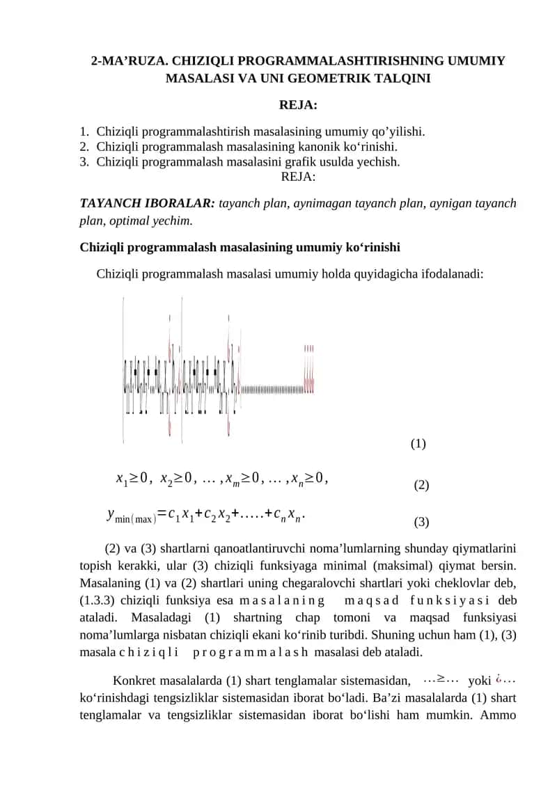 Chiziqli Programmalash