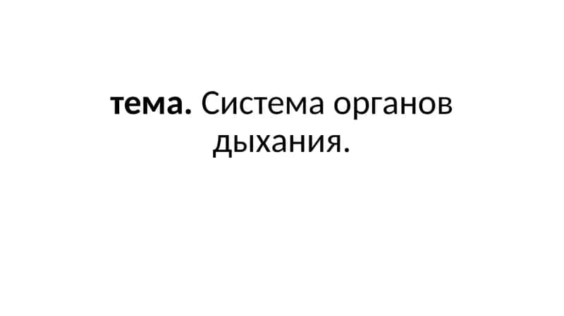 Система органов дыхания