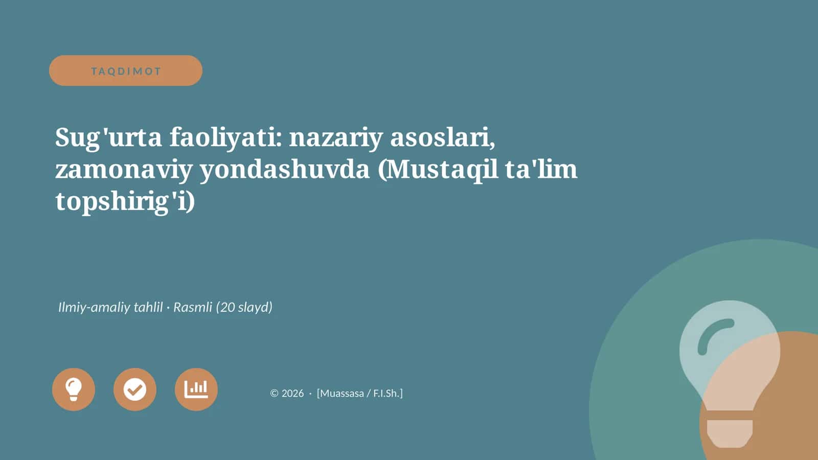 Sug'urta faoliyati: nazariy asoslari, zamonaviy yondashuvda (Mustaqil ta'lim topshirig'i)