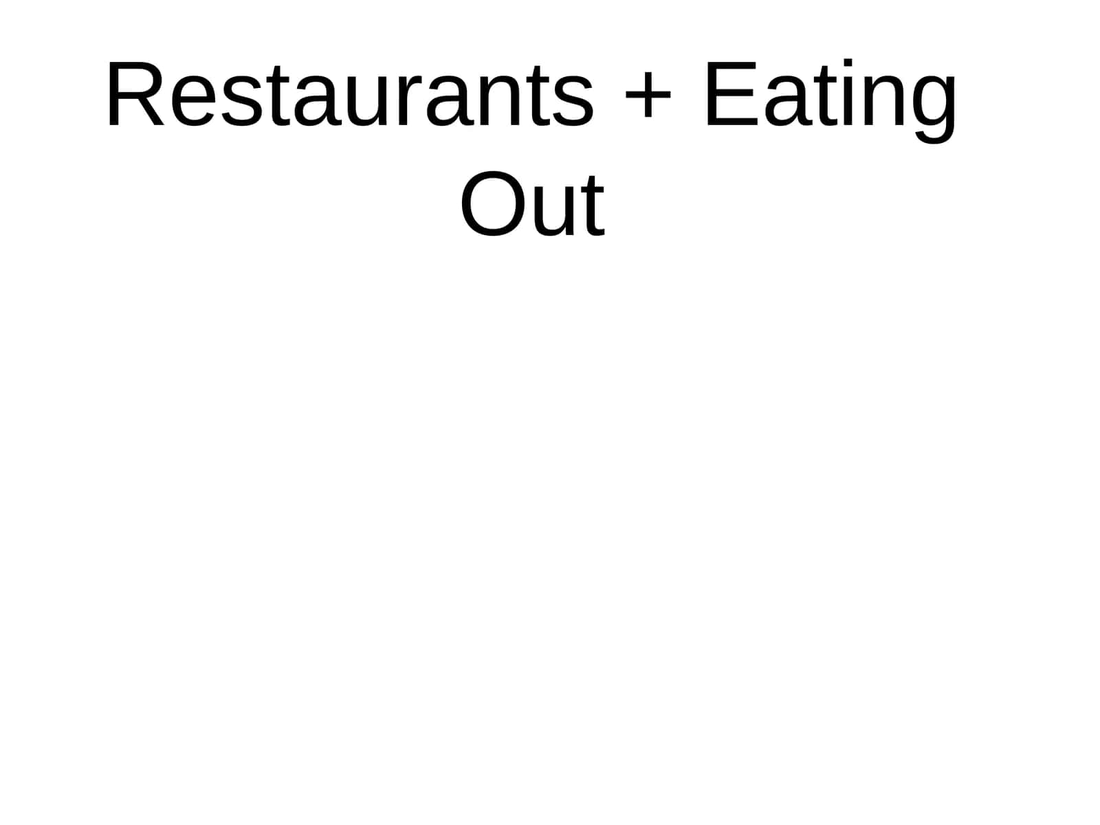 Restaurants + Eating Out