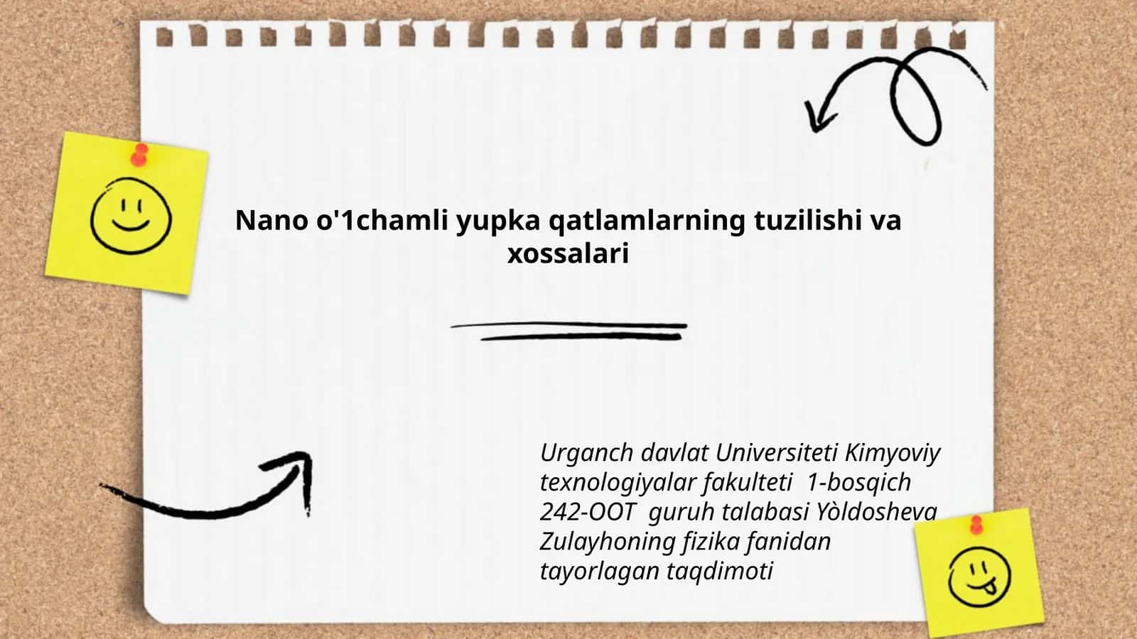 Nano o'1chamli yupka qatlamlarning tuzilishi va xossalari