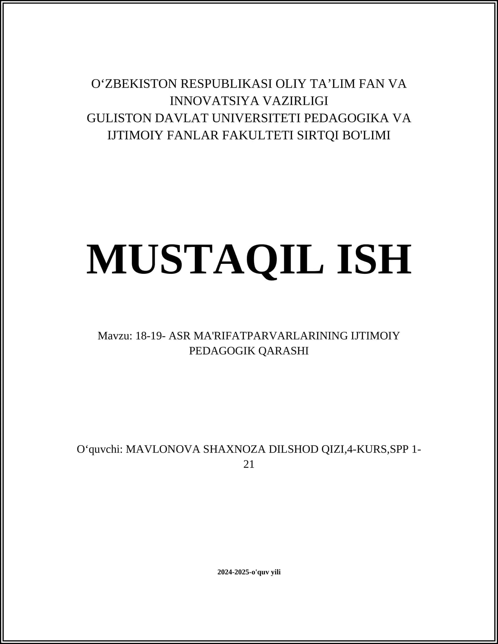 18-19- ASR MA'RIFATPARVARLARINING IJTIMOIY PEDAGOGIK QARASHI