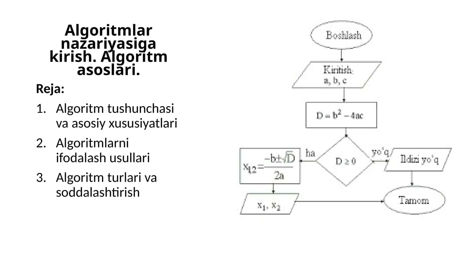 Algoritmlar nazariyasiga kirish.Algoritmasoslari