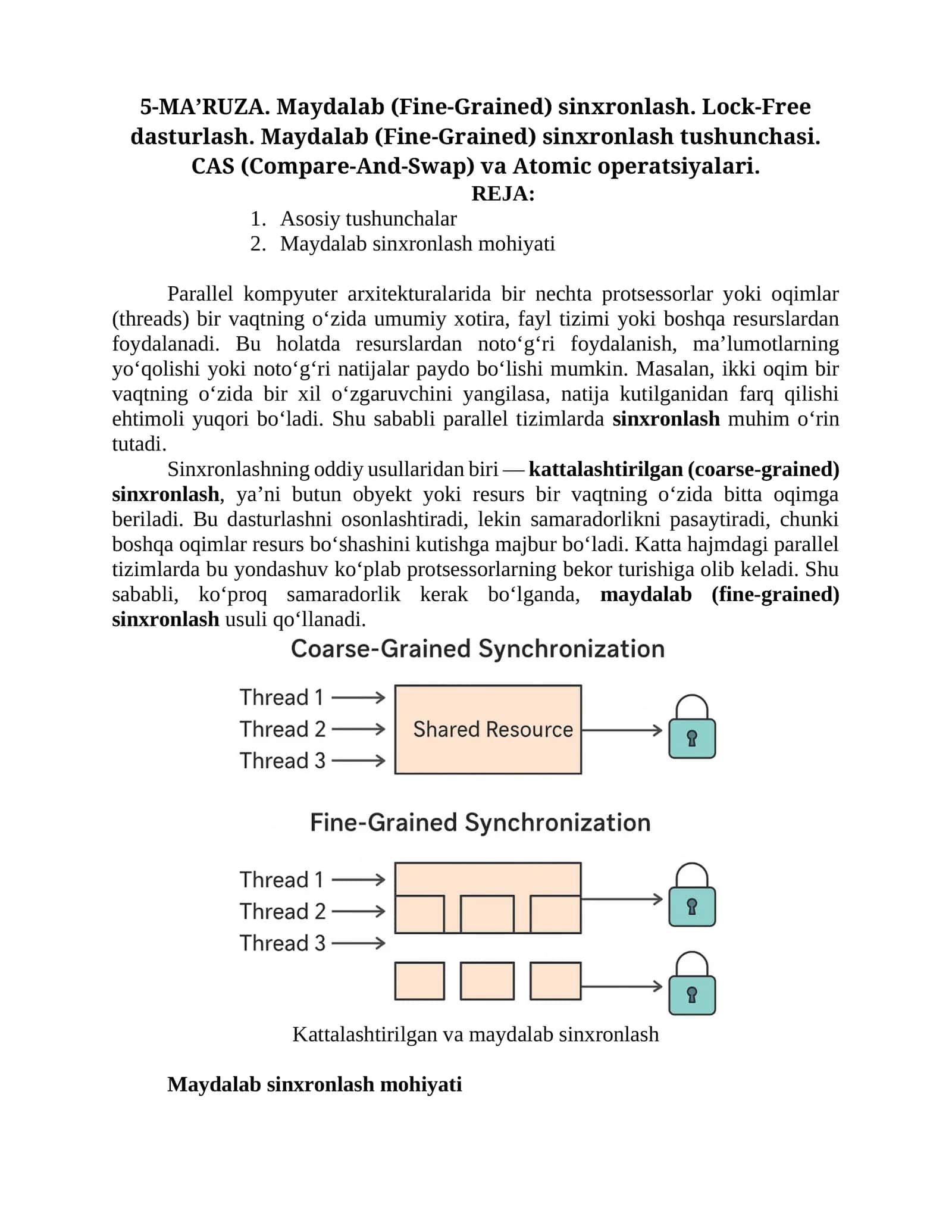 Maydalab (Fine-Grained) sinxronlash