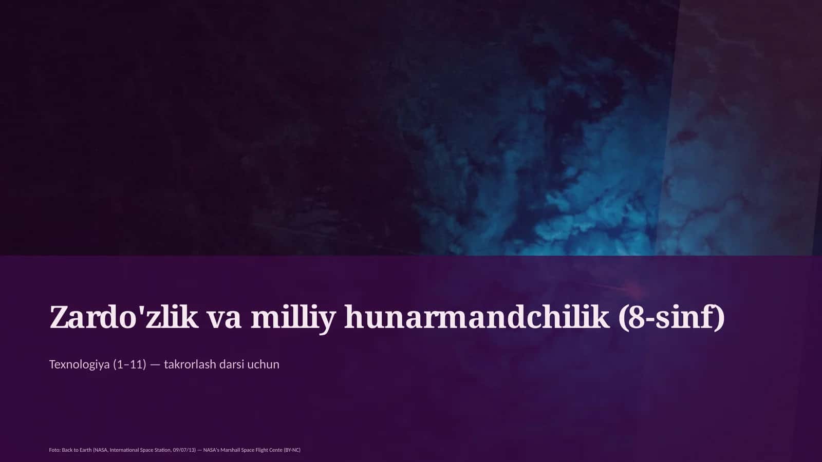 Zardo'zlik va milliy hunarmandchilik (8-sinf)