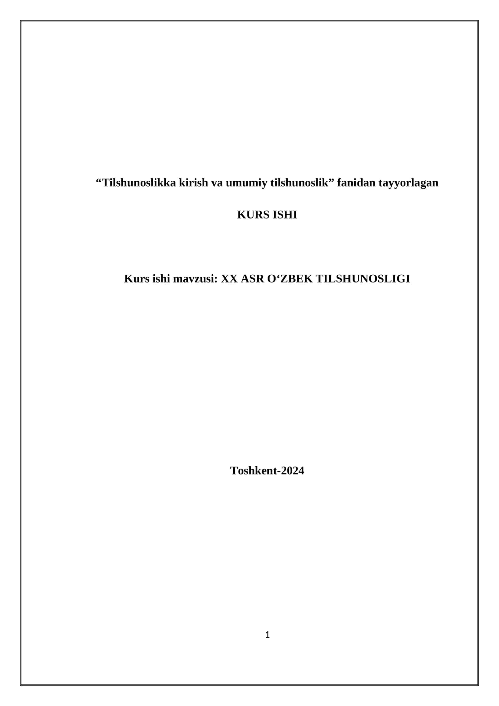 XX ASR O‘ZBEK TILSHUNOSLIGI