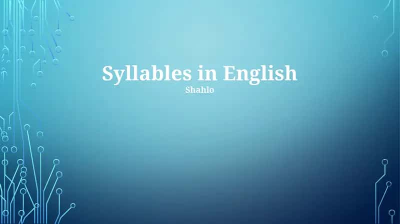 Syllables in English
