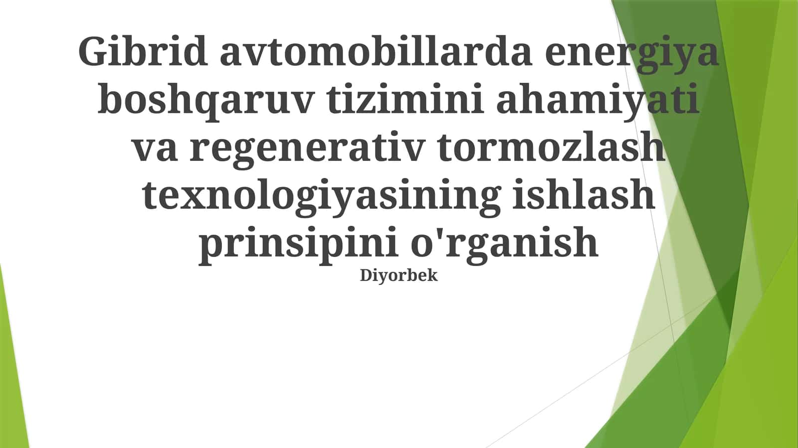 Regenerativ tormozlashning ish printsipi