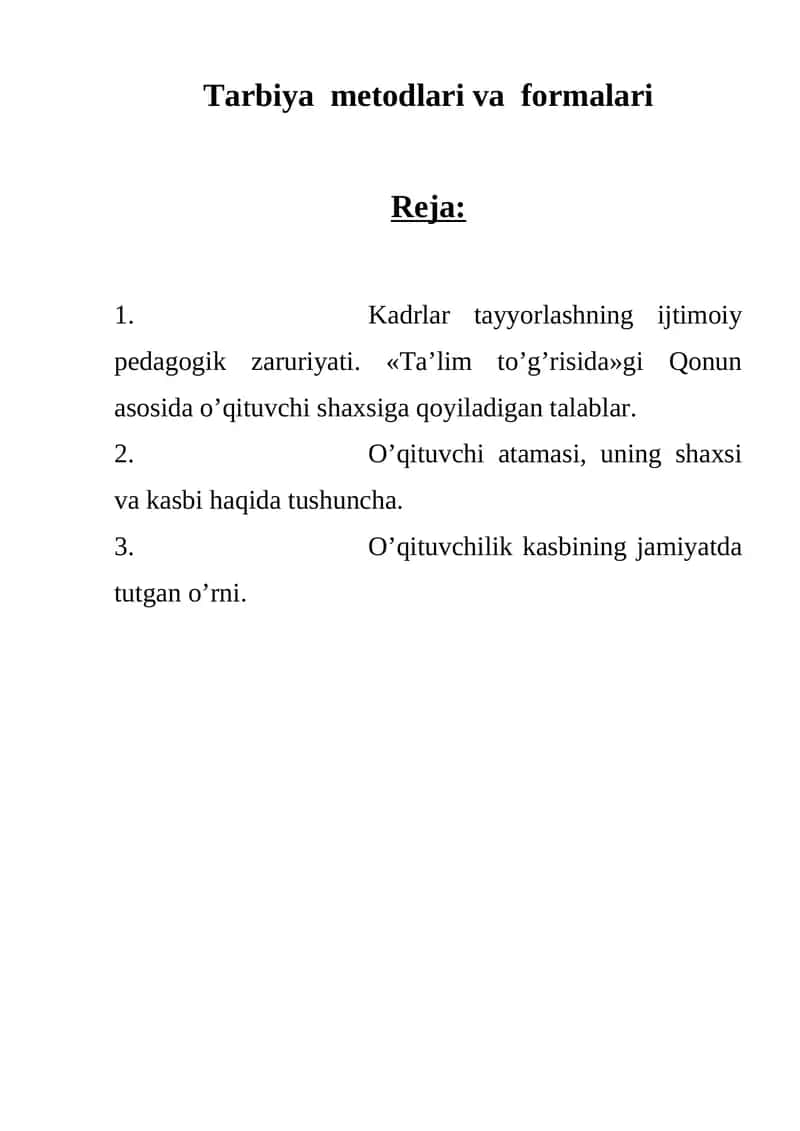 Tarbiya metodlari va formalari