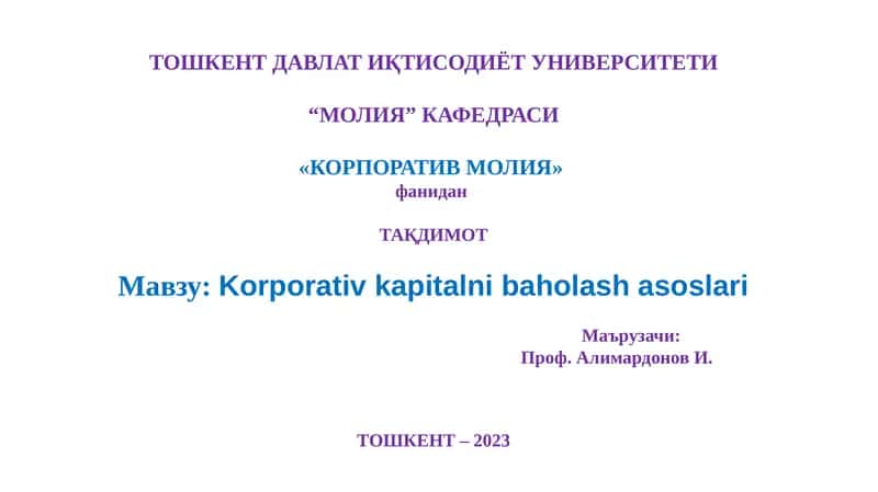Korporativ Moliya