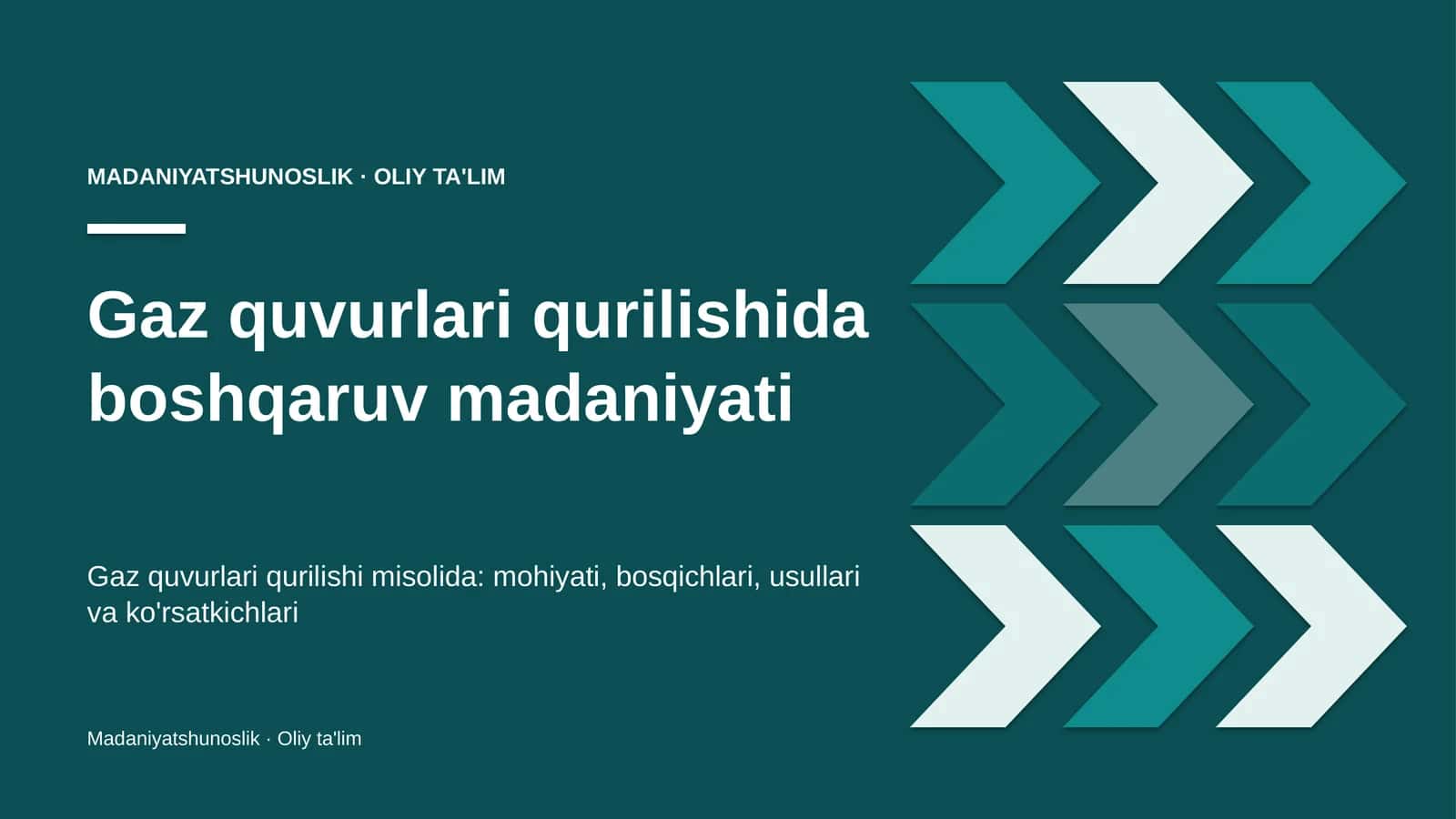 Gaz quvurlari qurilishida boshqaruv madaniyati