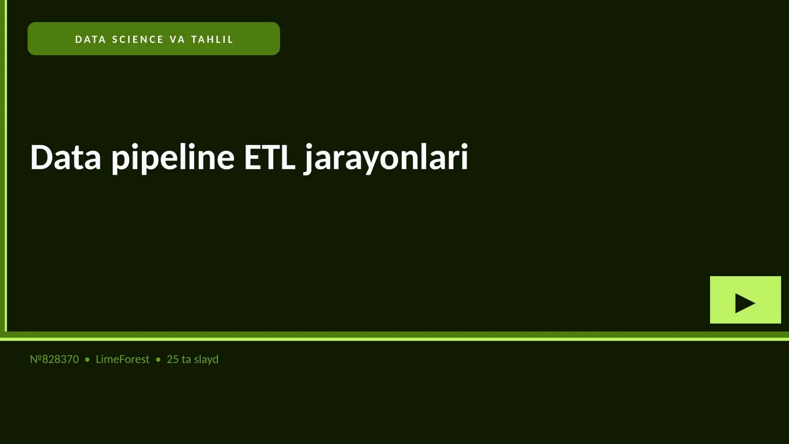Data pipeline ETL jarayonlari