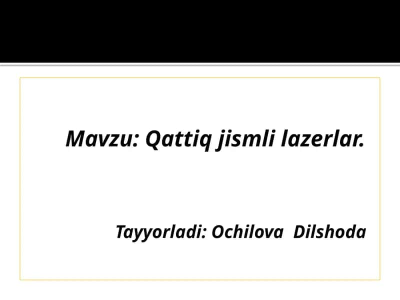 Qattiq jismlilazerlar