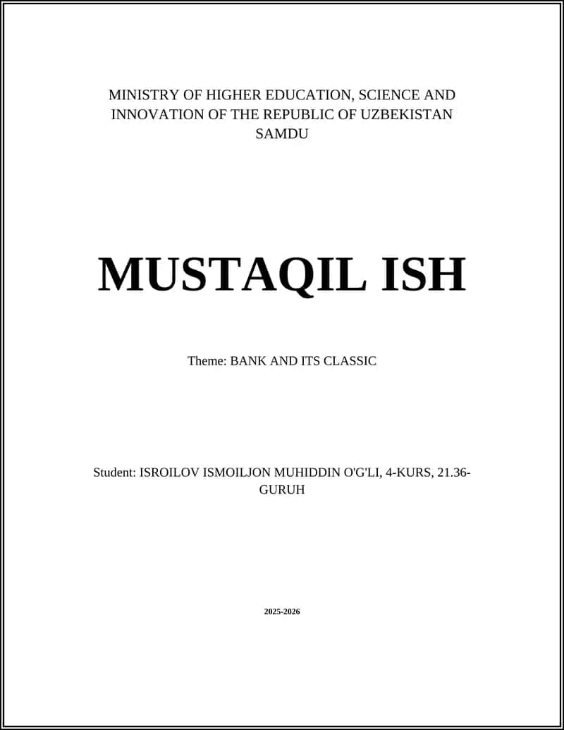 MINISTRY OF HIGHER EDUCATION, SCIENCE AND INNOVATION OF THE REPUBLIC OF UZBEKISTAN