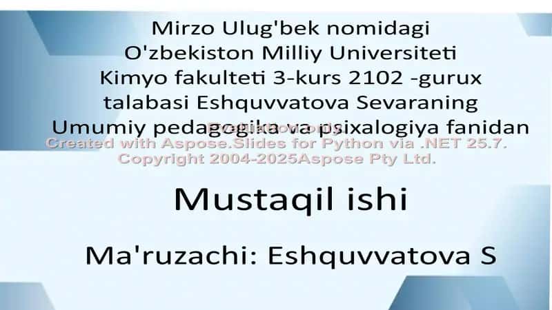 O'zbekiston Respublikasining "Ta'lim tug'risida" gi qonuni