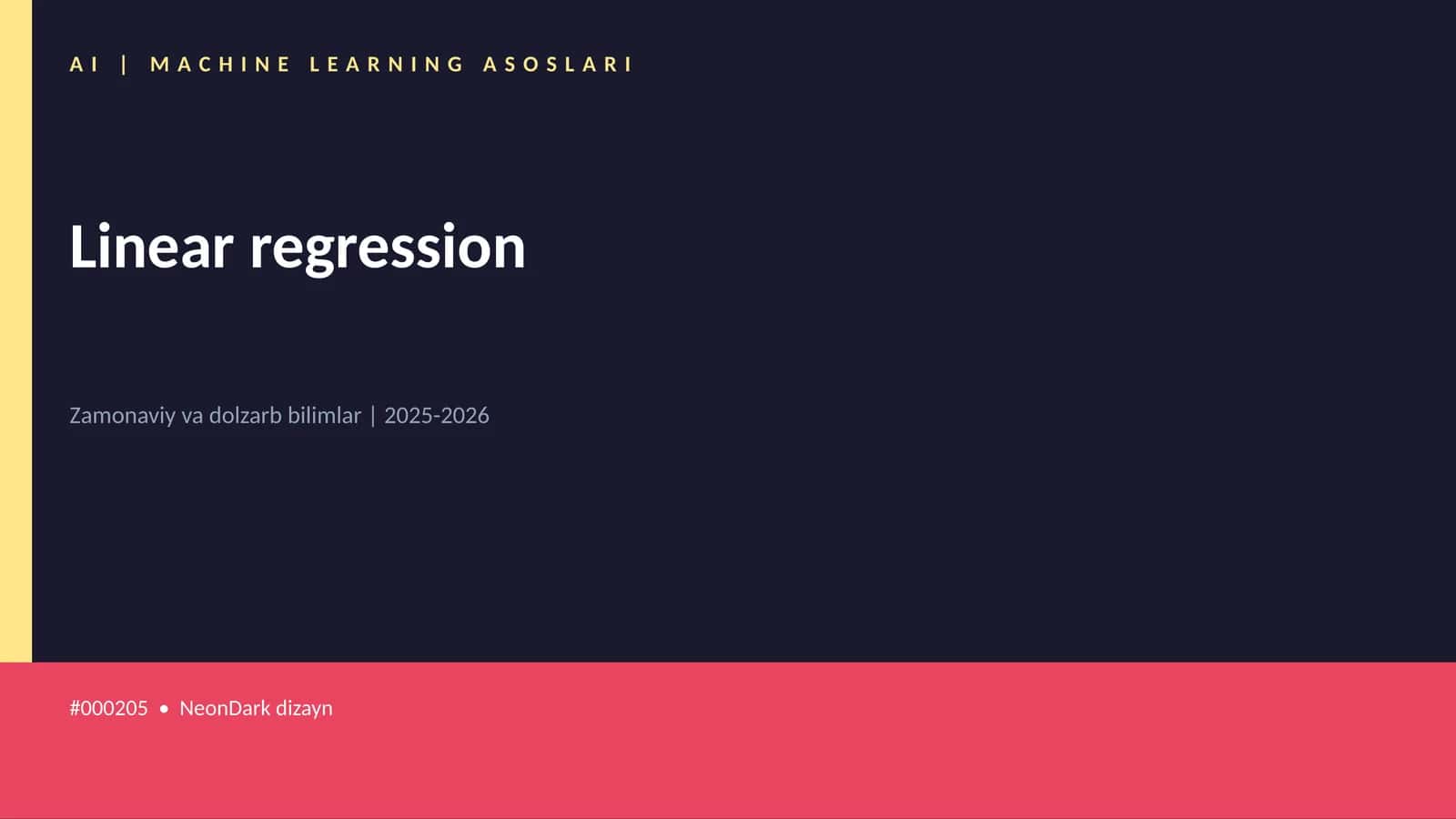 AI | MACHINE LEARNING ASOSLARI