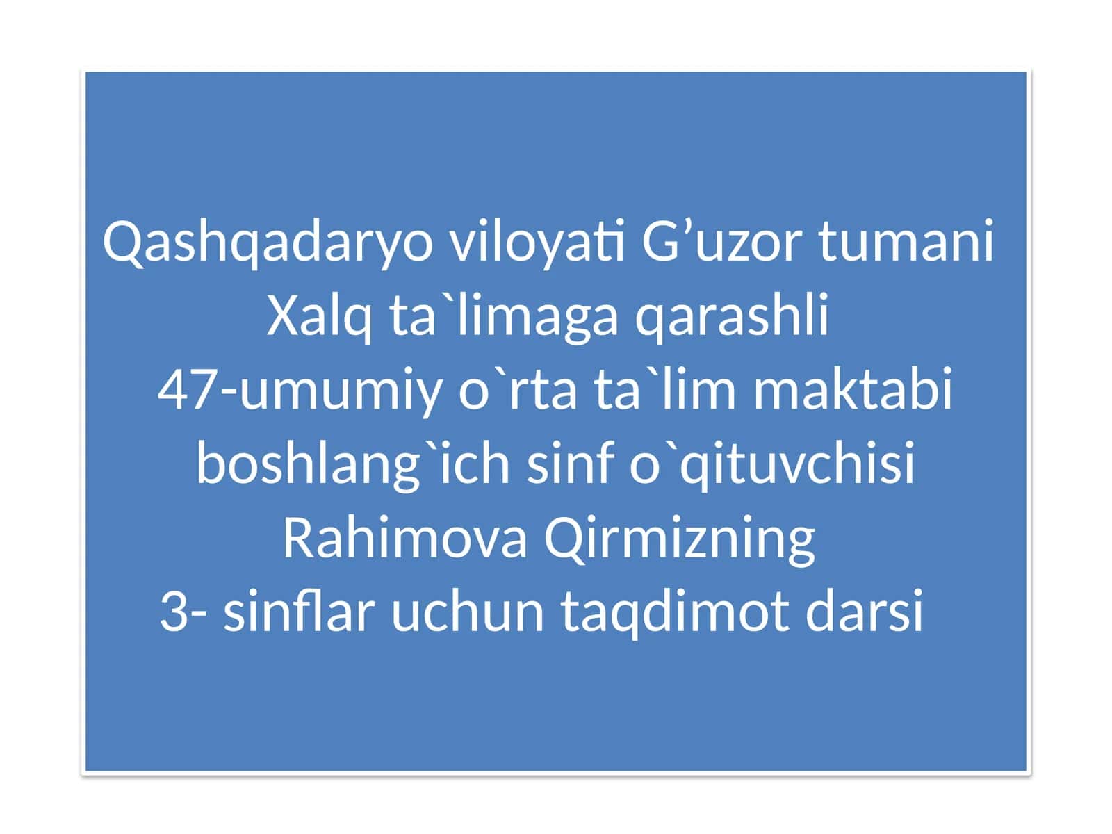 3-sinflar uchun Sifat so'z turkumi