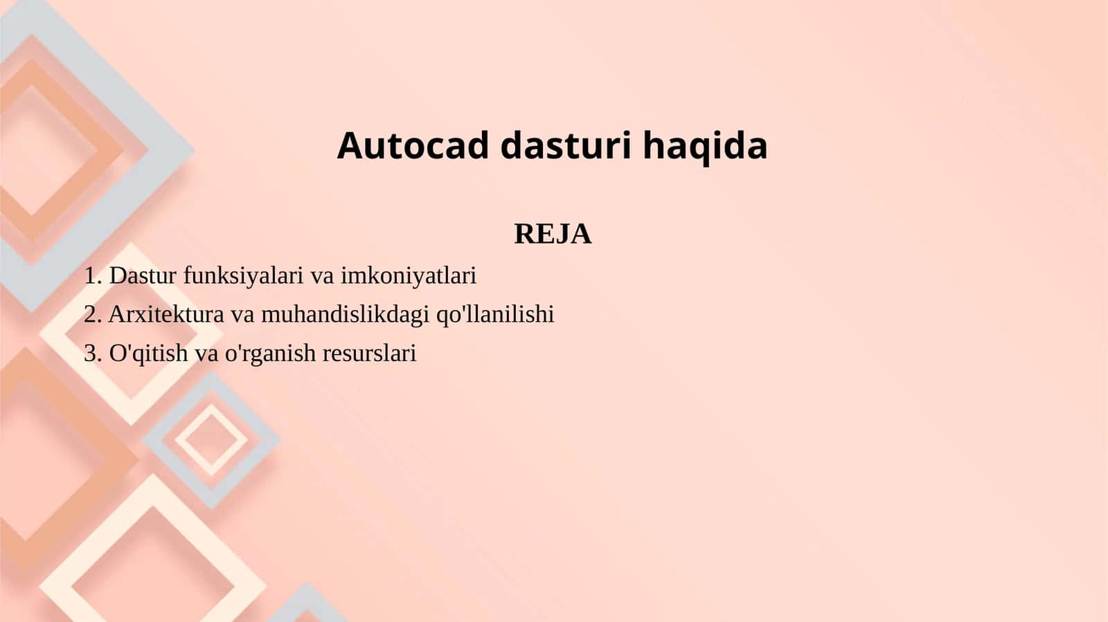 Autocad dasturi haqida