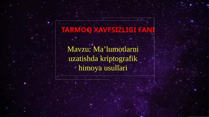 TARMOQ XAVFSIZLIGI FANI