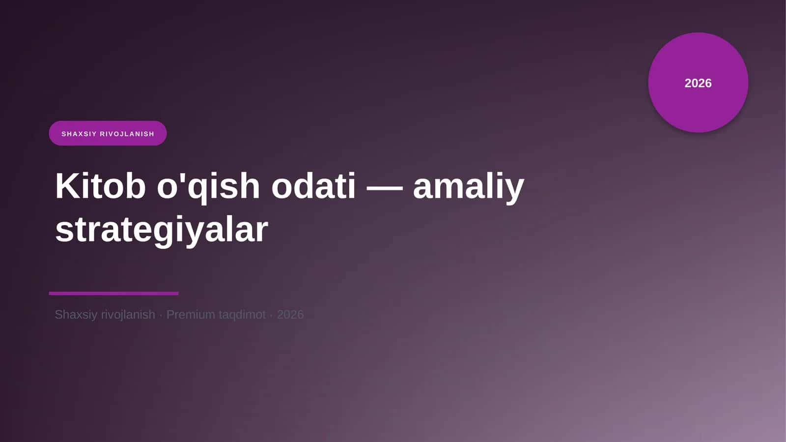 SHAXSIY RIVOJLANISH
