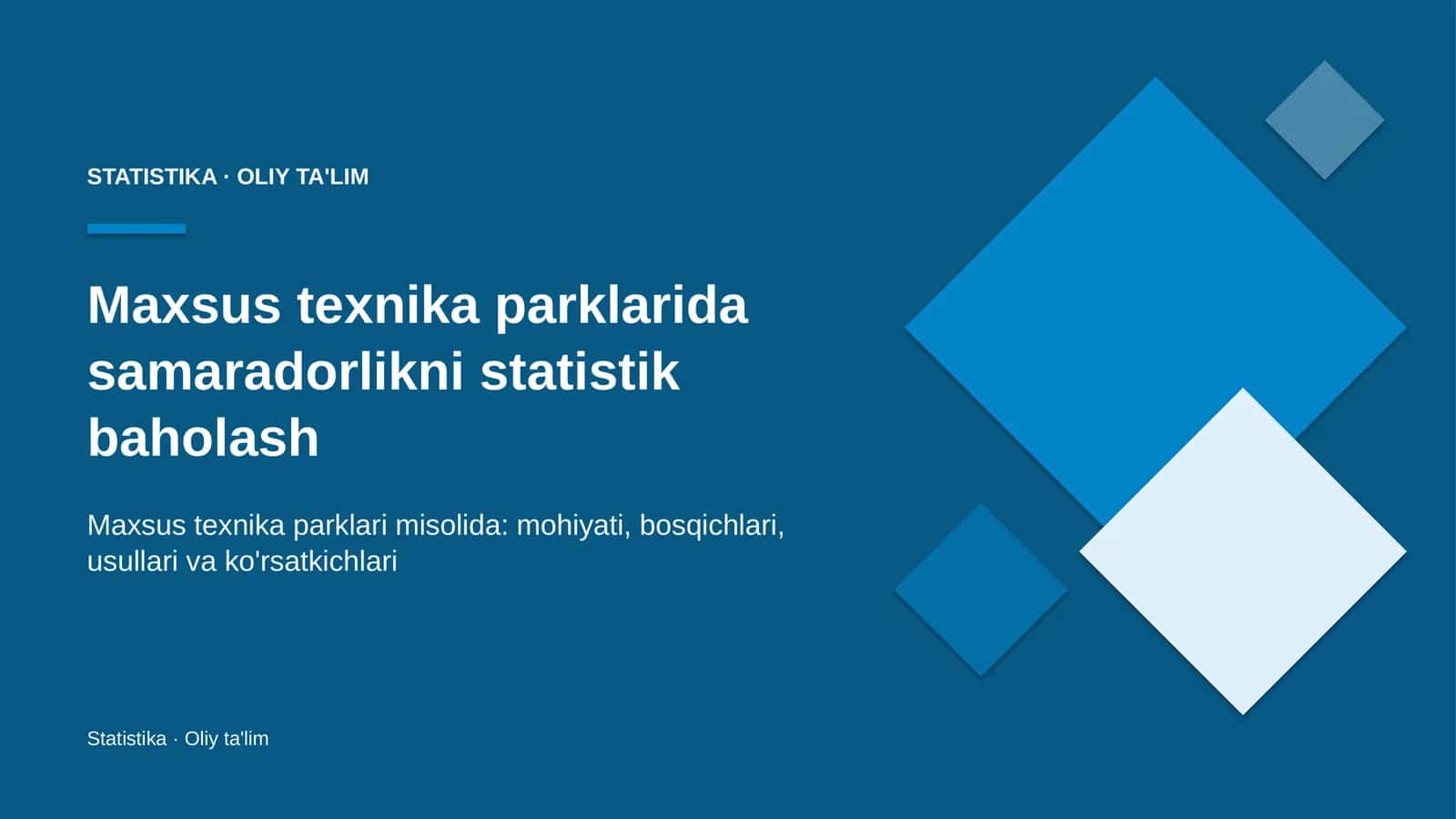 maxsus texnika parklarida samaradorlikni statistik baholash 3871