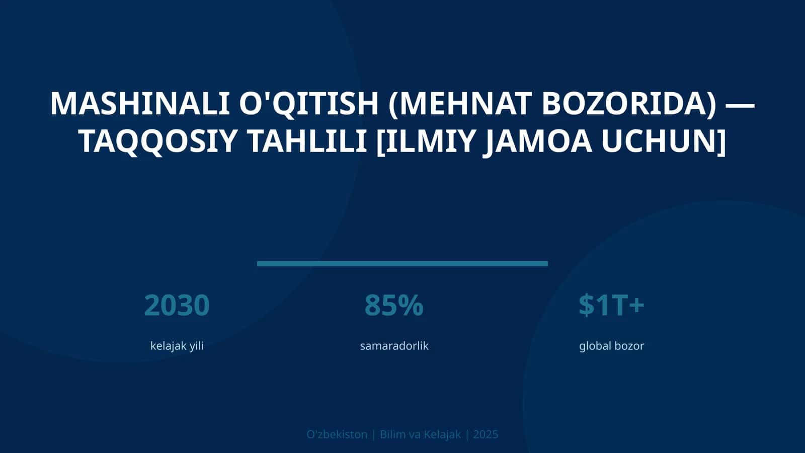 Mashinali o'qitish (mehnat bozorida) — taqqosiy tahlili [ilmiy jamoa uchun]