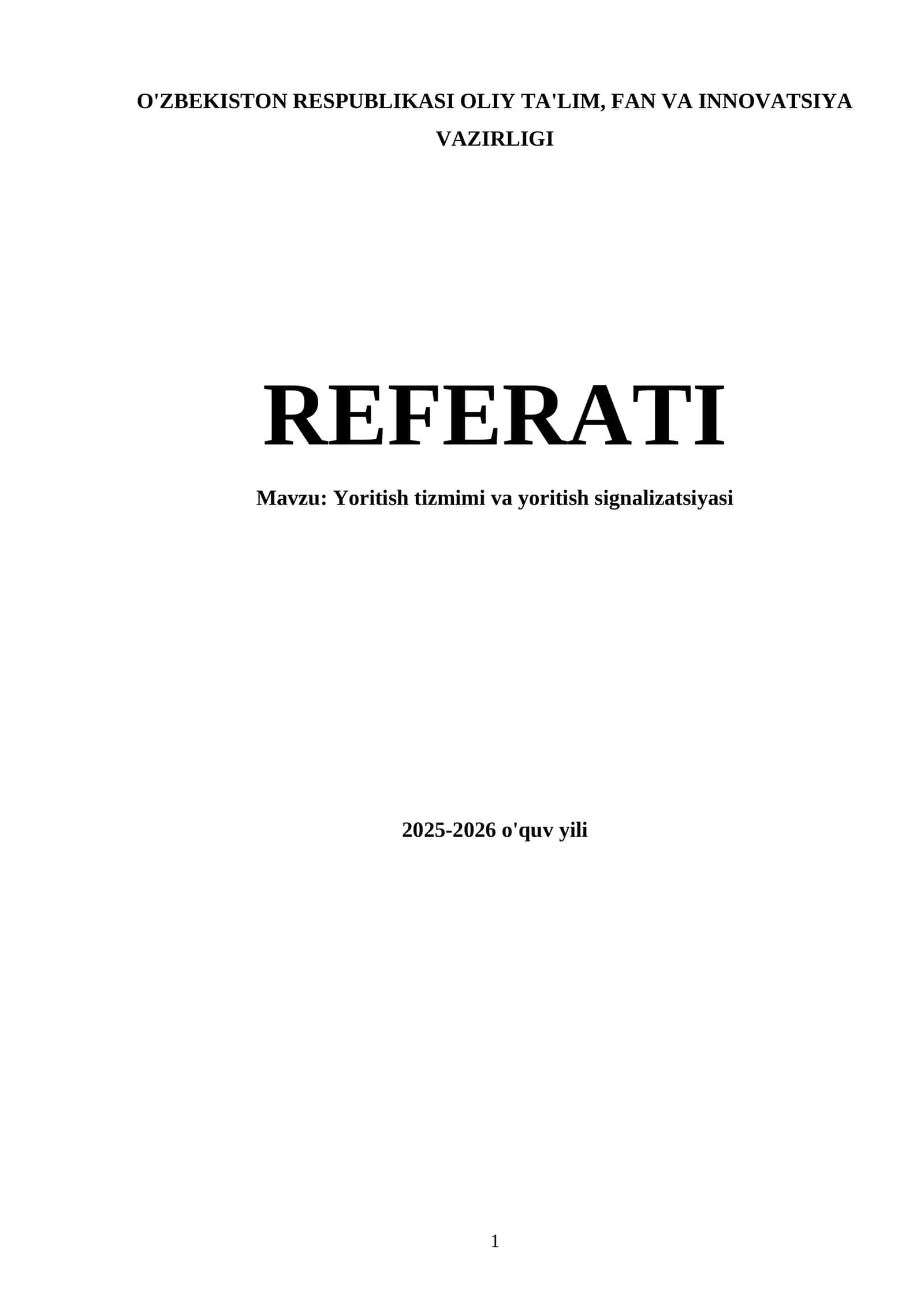 Yoritish tizmimi va yoritish signalizatsiyasi