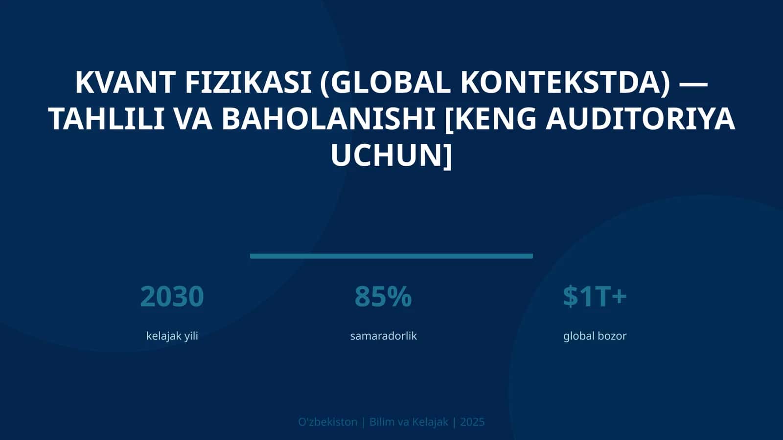 Kvant fizikasi (global kontekstda) — tahlili va baholanishi
