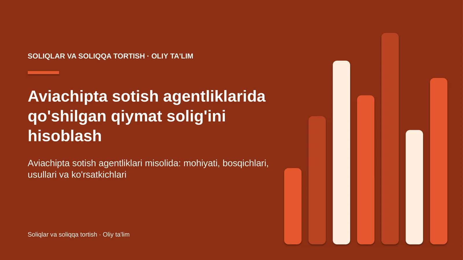 Aviachipta sotish agentliklarida qo'shilgan qiymat solig'ini hisoblash