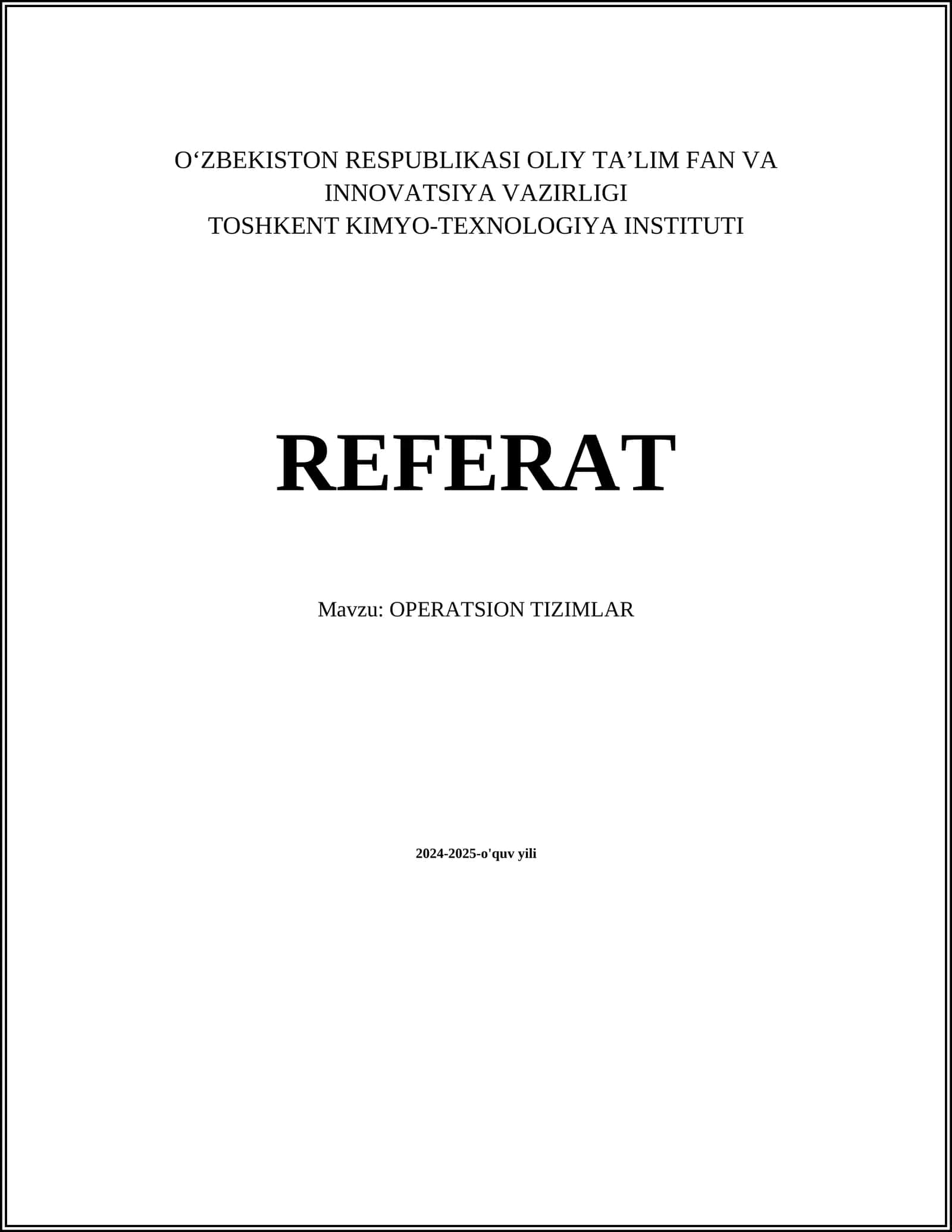 OPERATSION TIZIMLAR