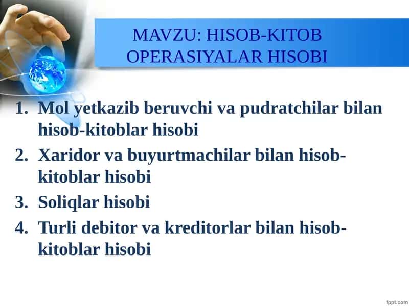 HISOB-KITOB OPERASIYALAR HISOBI
