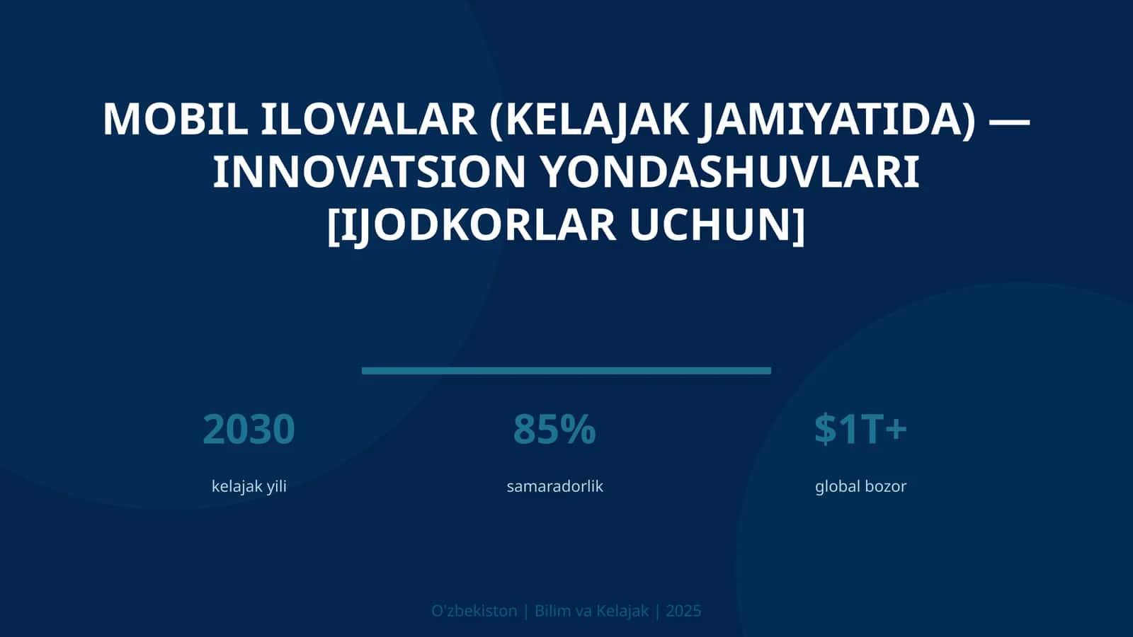 MOBIL ILOVALAR (KELAJAK JAMIYATIDA) — INNOVATSION YONDASHUVLARI [IJODKORLAR UCHUN]